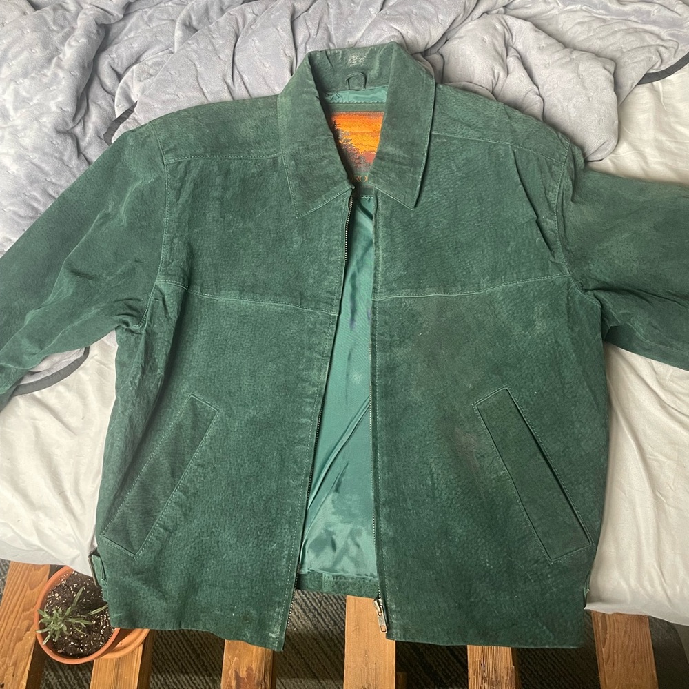 100% Leather Green Jacket